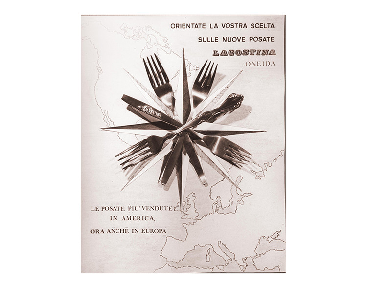 A brochure for Oneida tableware, produced in the United States and exclusively distributed in Italy and Europe by Lagostina