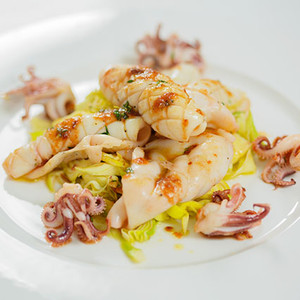 Seared Squid on Bed of Artichoke Salad